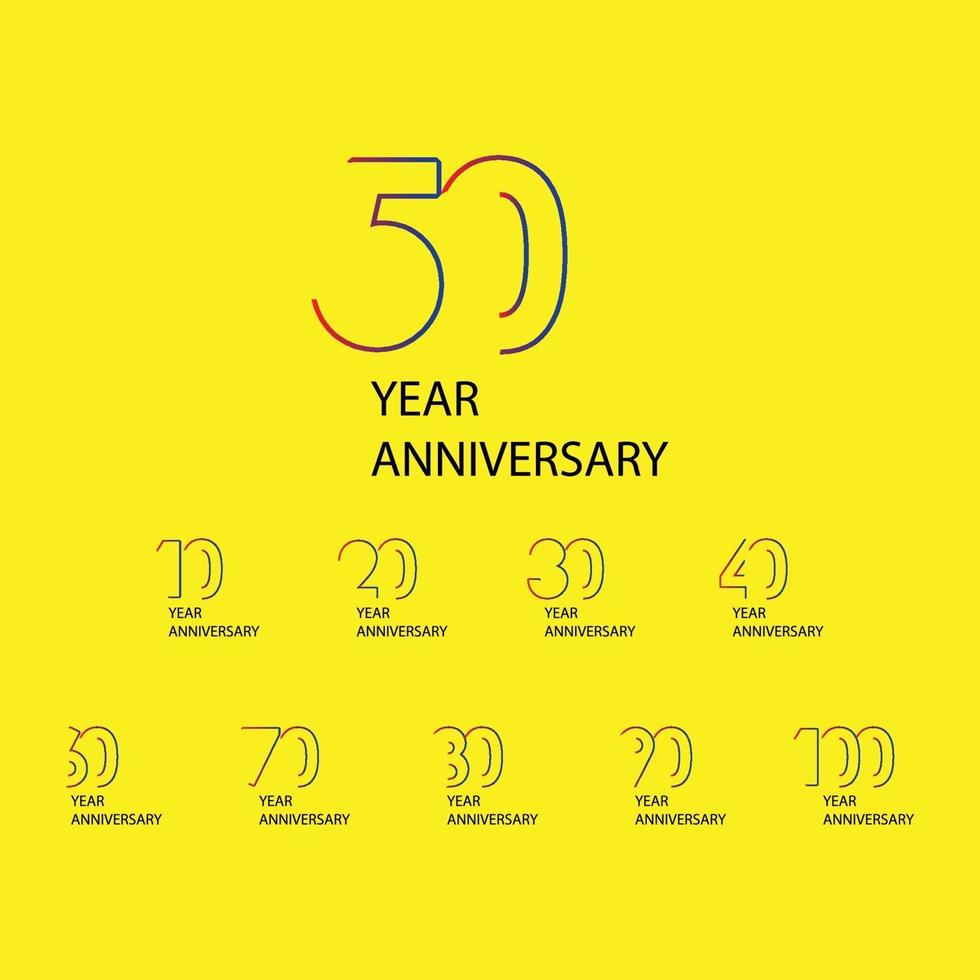 Year Anniversary Set Elegant Vector Template Design Illustration