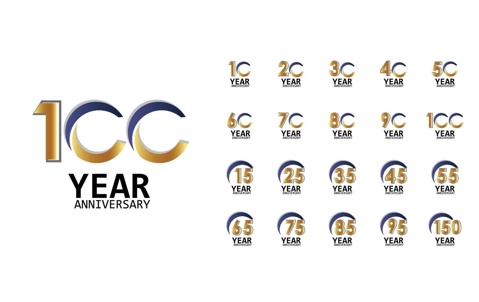 Year Anniversary Set Elegant Vector Template Design Illustration