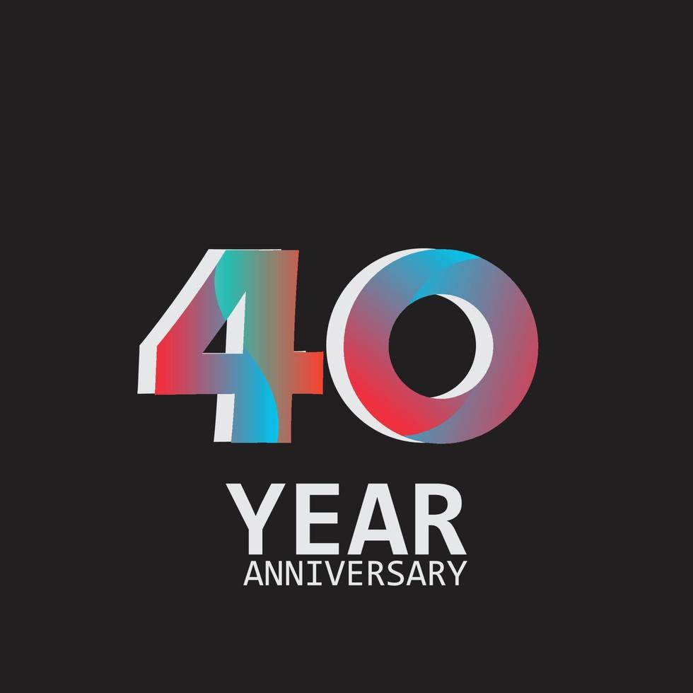 40 Year Anniversary Elegant Vector Template Design Illustration