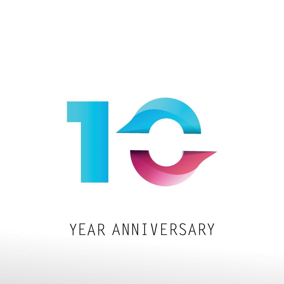 10  Year Anniversary Rainbow Vector Template Design Illustration