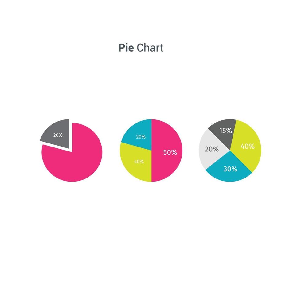 Business data market elements pie charts diagrams vector illustration.