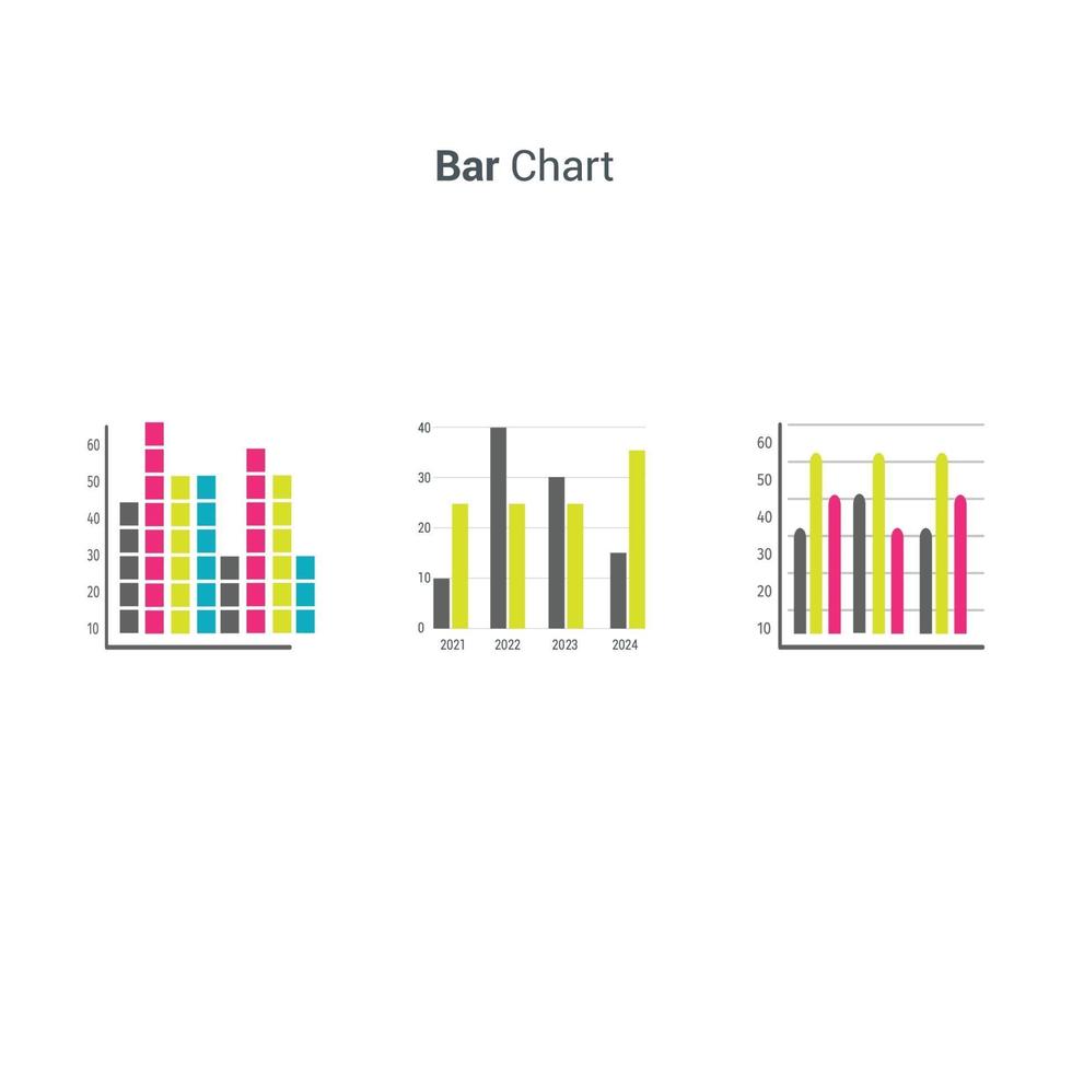 Business data market elements bar charts diagrams vector illustration.