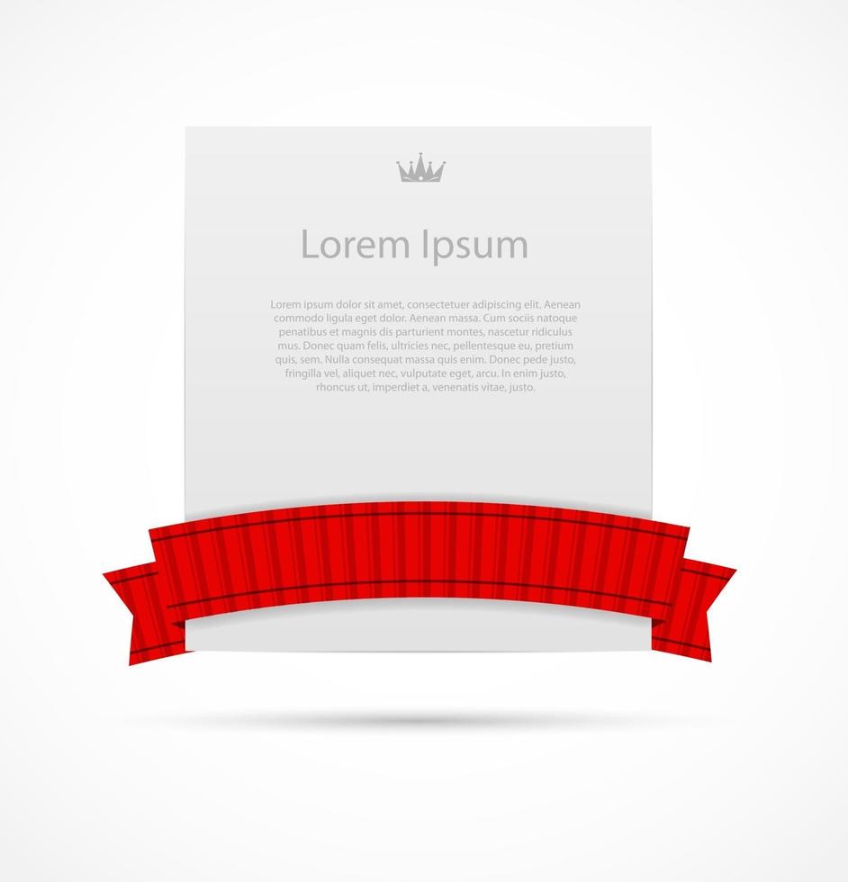 White card with ribbon vector illustration