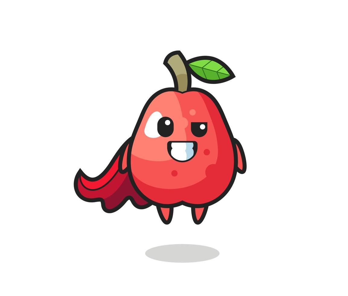 the cute water apple character as a flying superhero vector