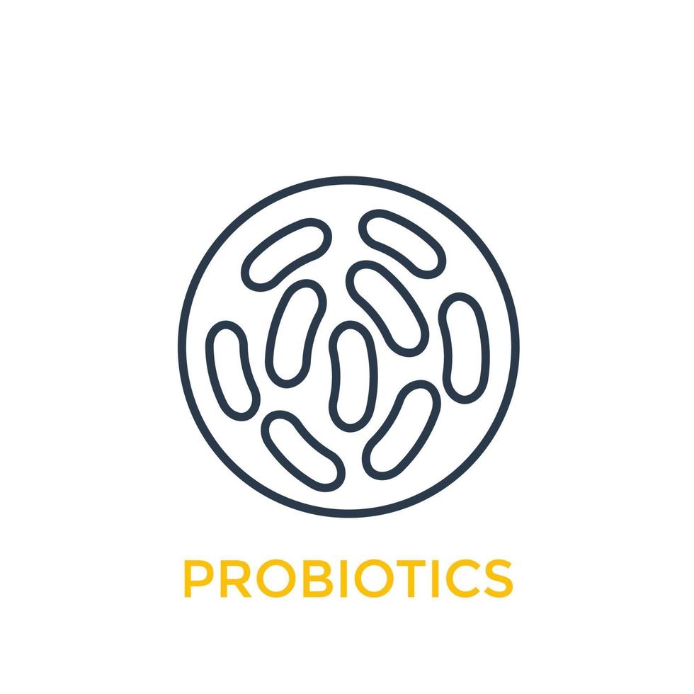 icono lineal de bacterias probióticos vector