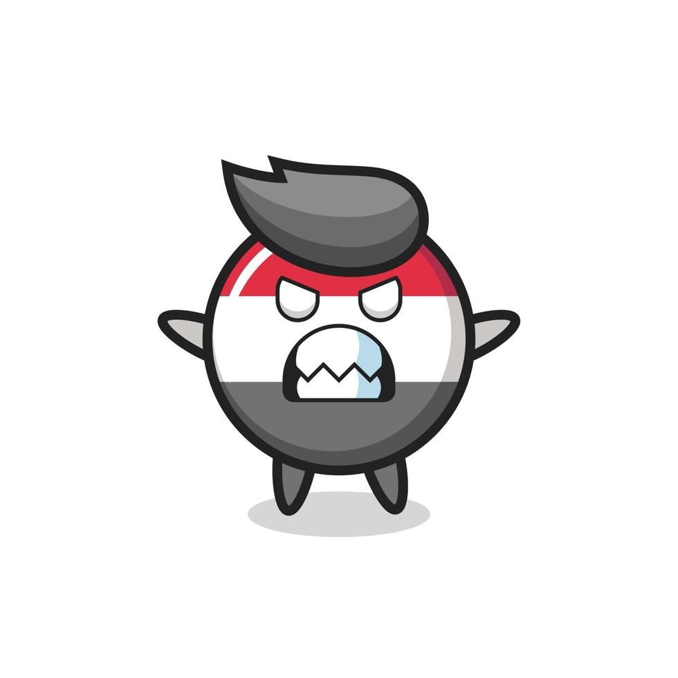 wrathful expression of the yemen flag badge mascot character vector