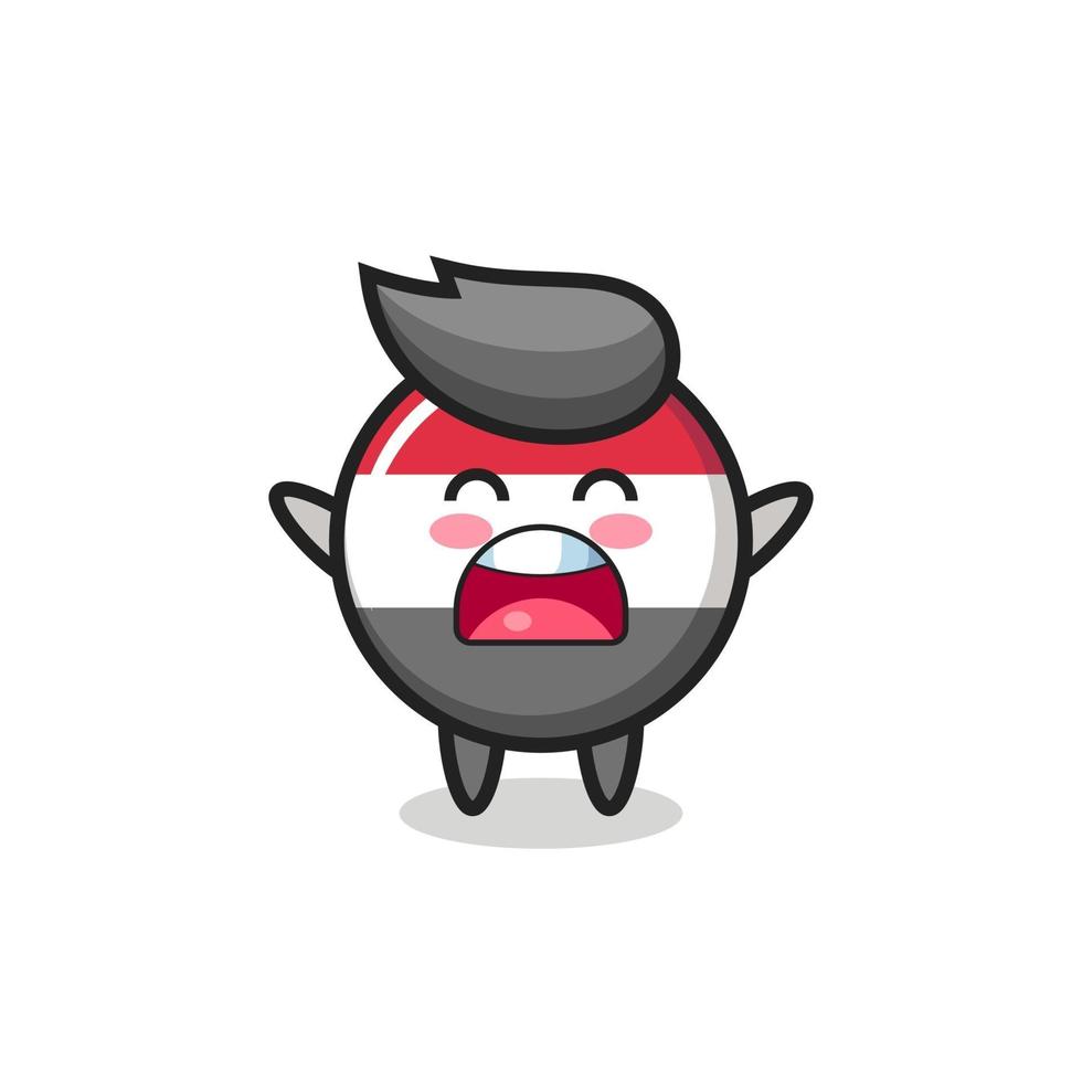 cute yemen flag badge mascot with a yawn expression vector