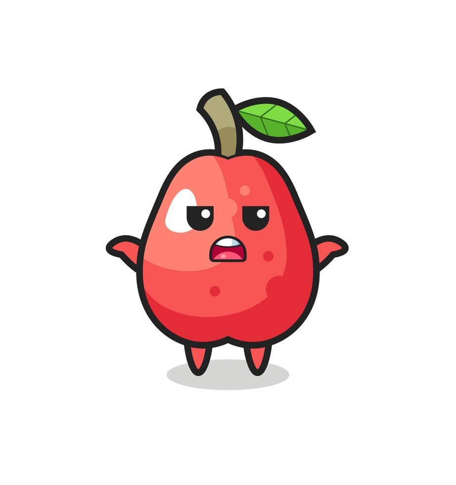 water apple mascot character saying I do not know vector