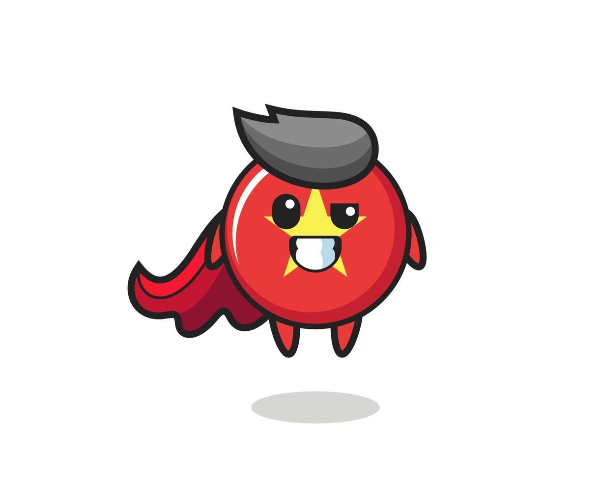 the cute vietnam flag badge character as a flying superhero vector