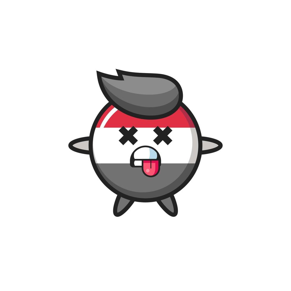 character of the cute yemen flag badge with dead pose vector