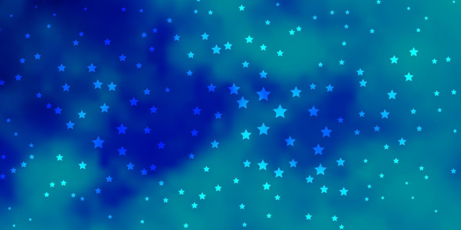 Dark BLUE vector background with small and big stars.