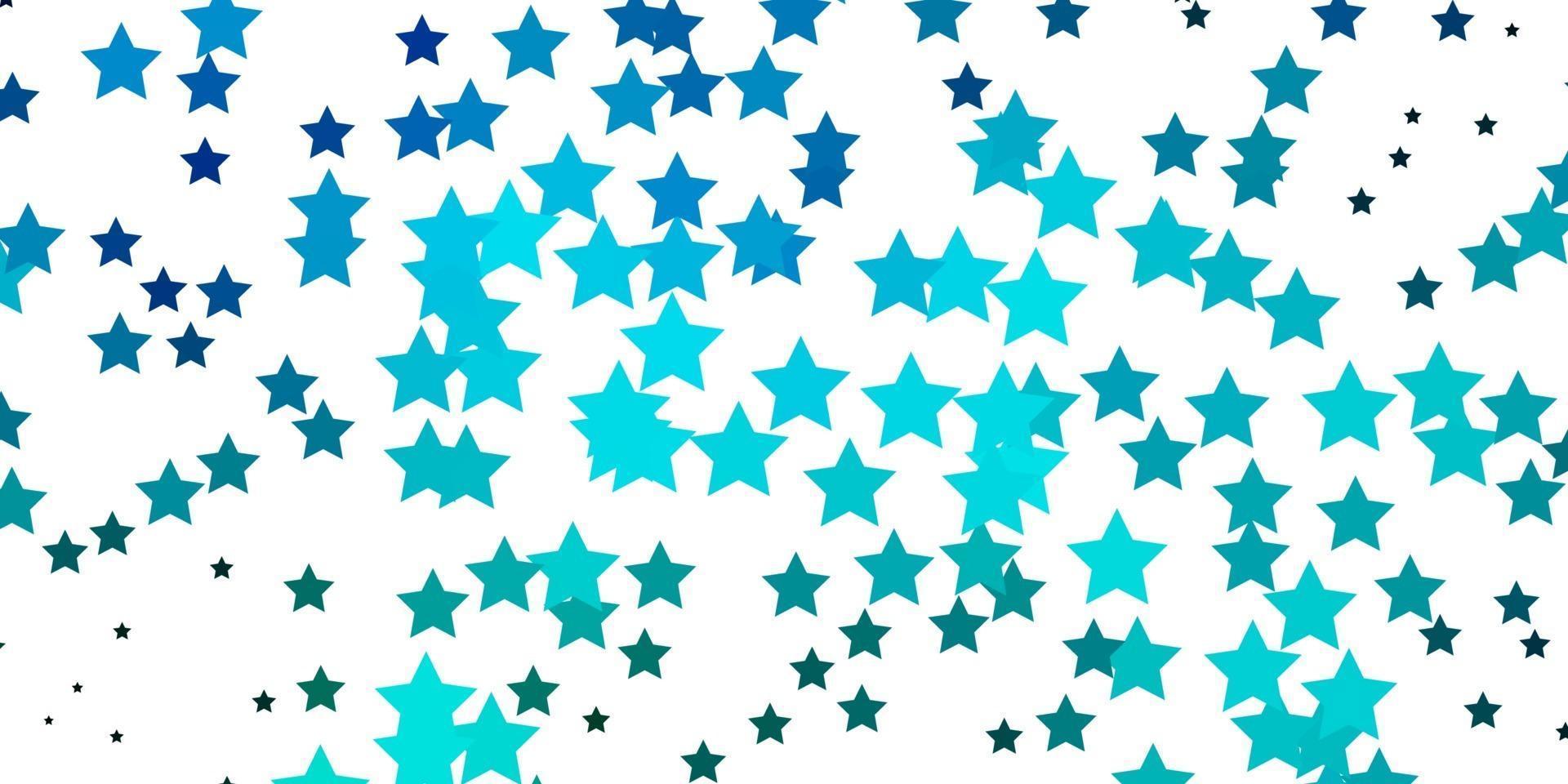 Fondo de vector azul claro con estrellas pequeñas y grandes.