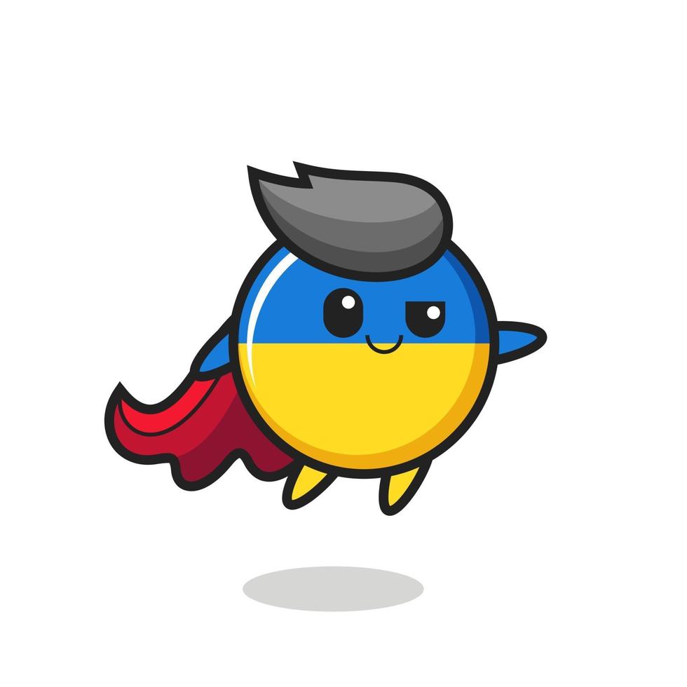 cute ukraine flag badge superhero character is flying vector