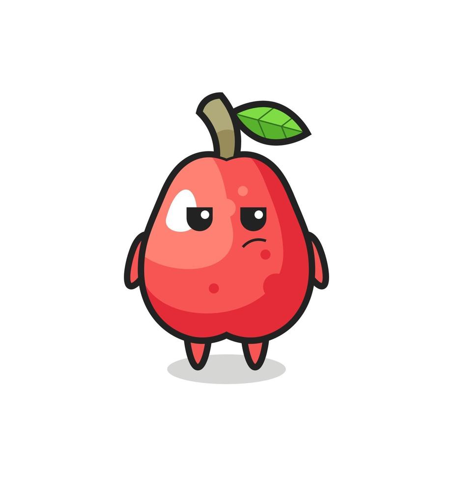 cute water apple character with suspicious expression vector