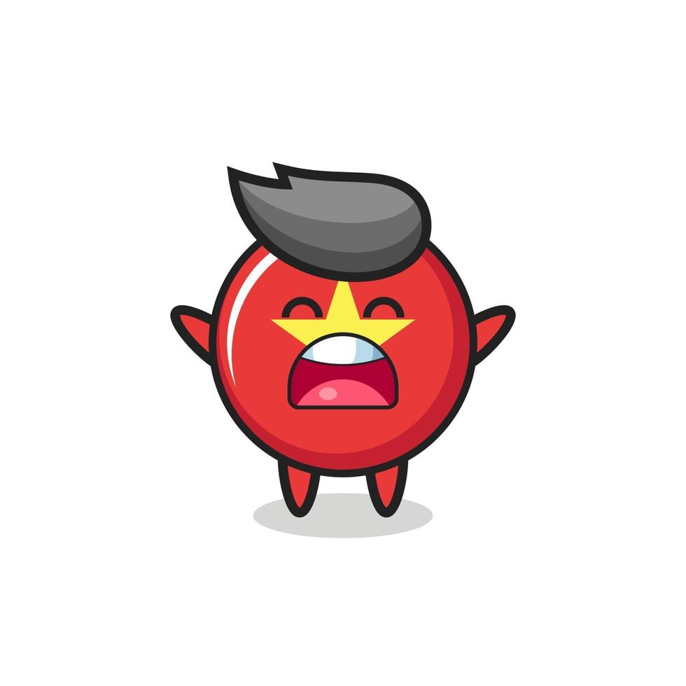 cute vietnam flag badge mascot with a yawn expression vector