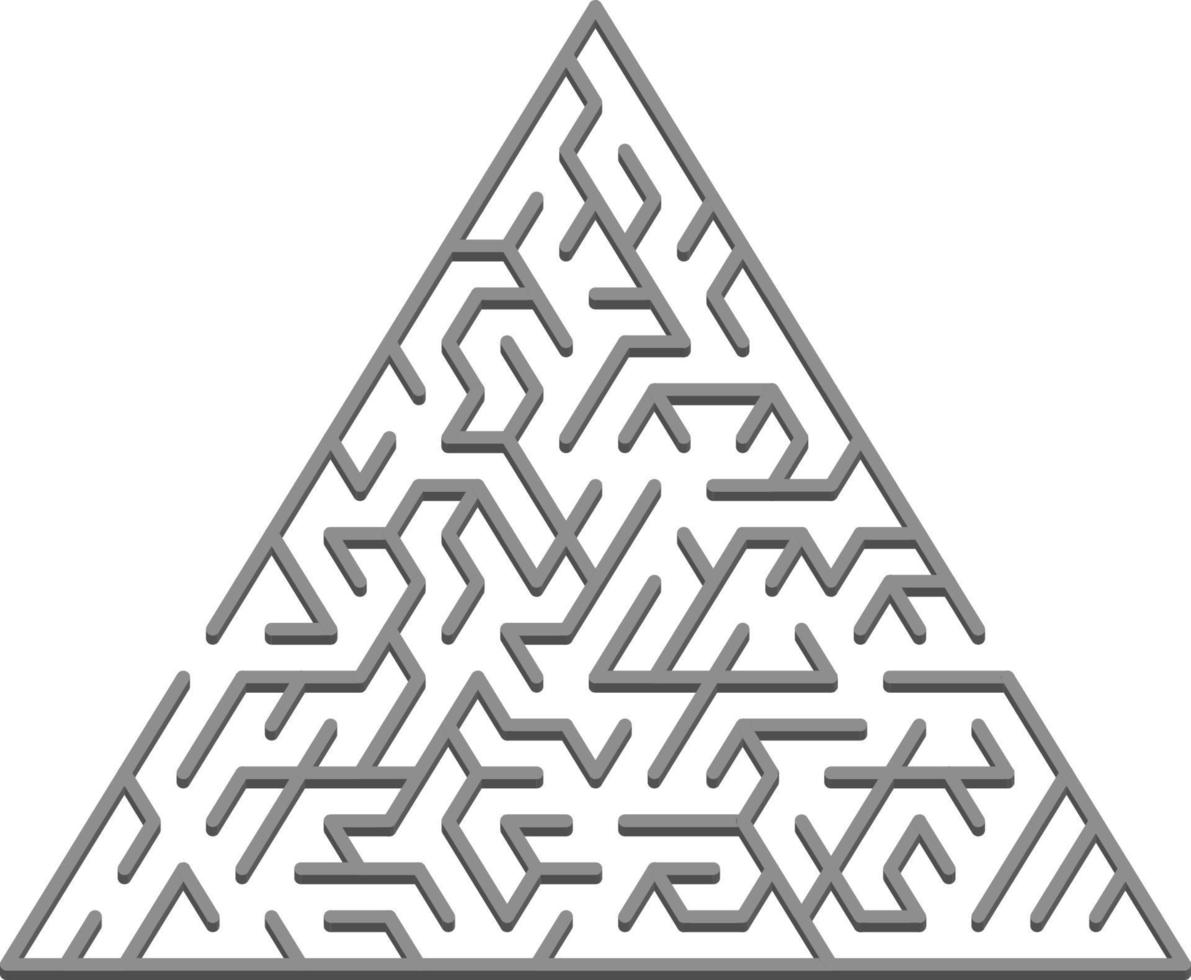 Vector backdrop with a gray triangular 3D maze, labyrinth.