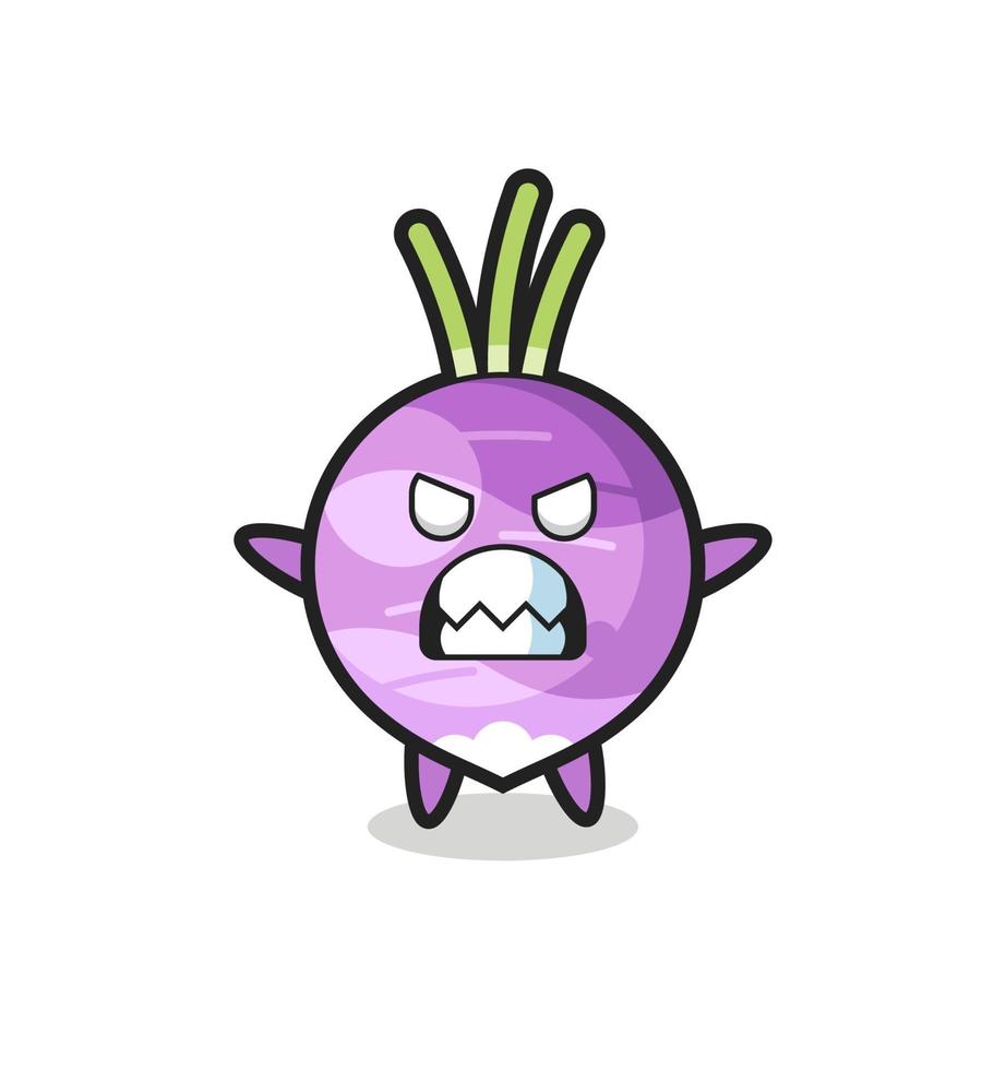 wrathful expression of the turnip mascot character vector