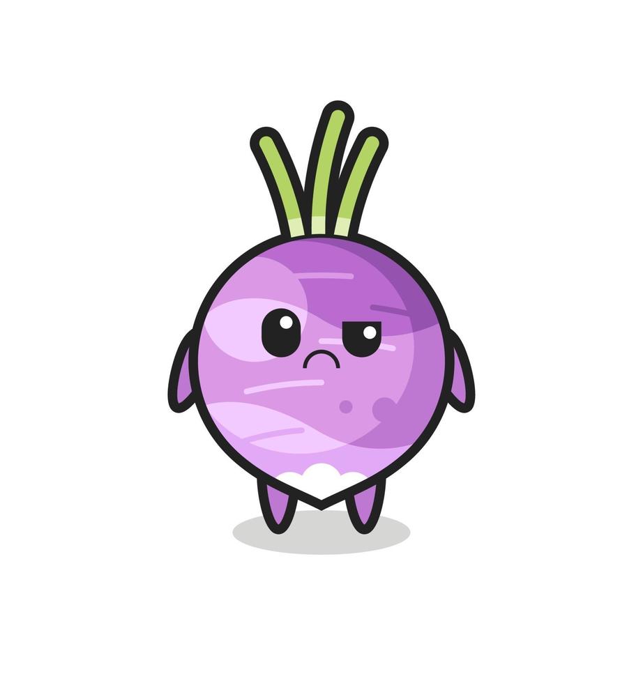 the mascot of the turnip with sceptical face vector