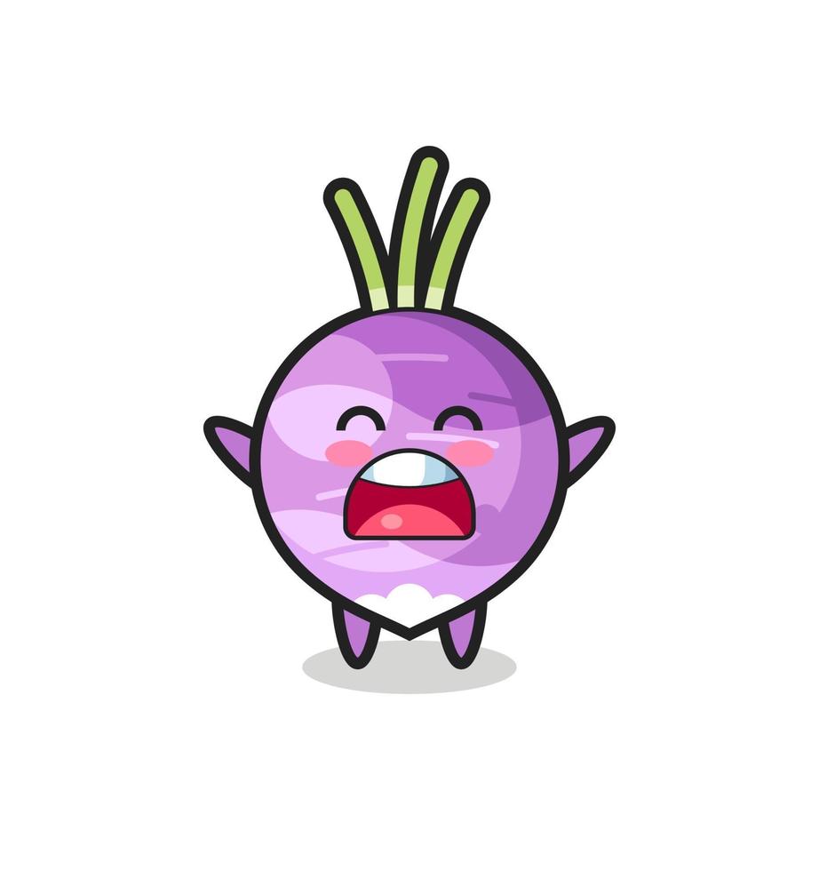cute turnip mascot with a yawn expression vector