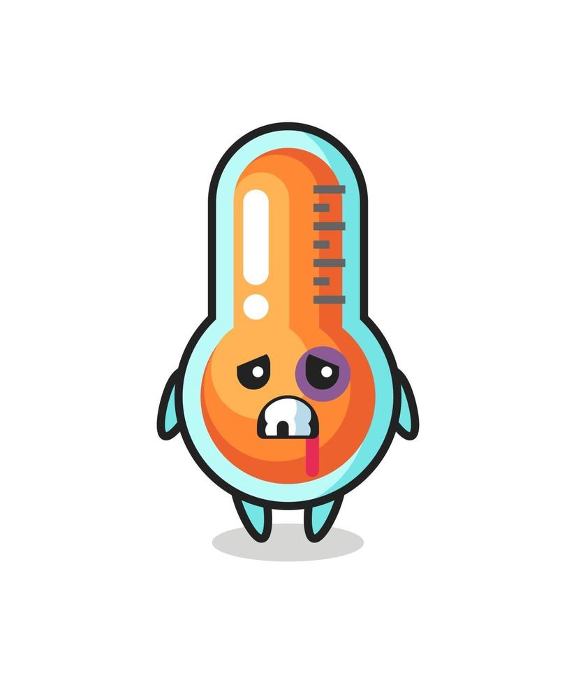 injured thermometer character with a bruised face vector