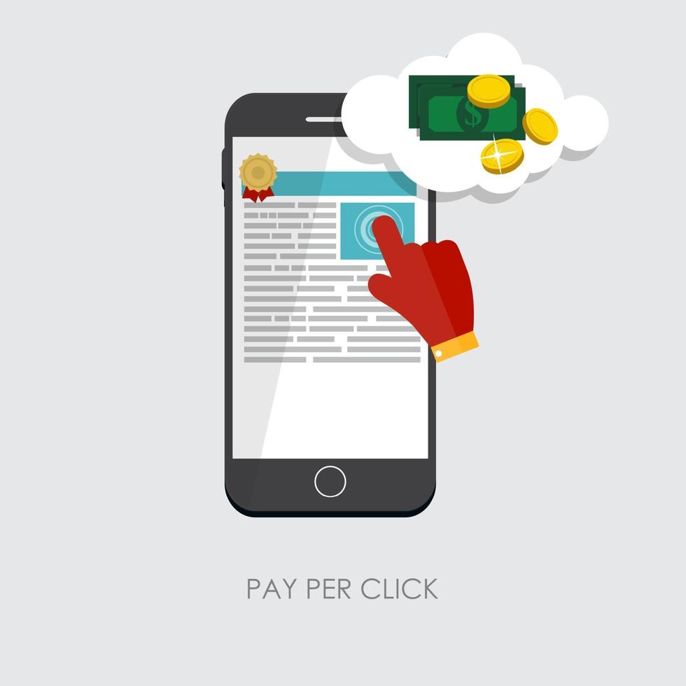 Pay Per Click Flat Concept for Web Marketing. vector