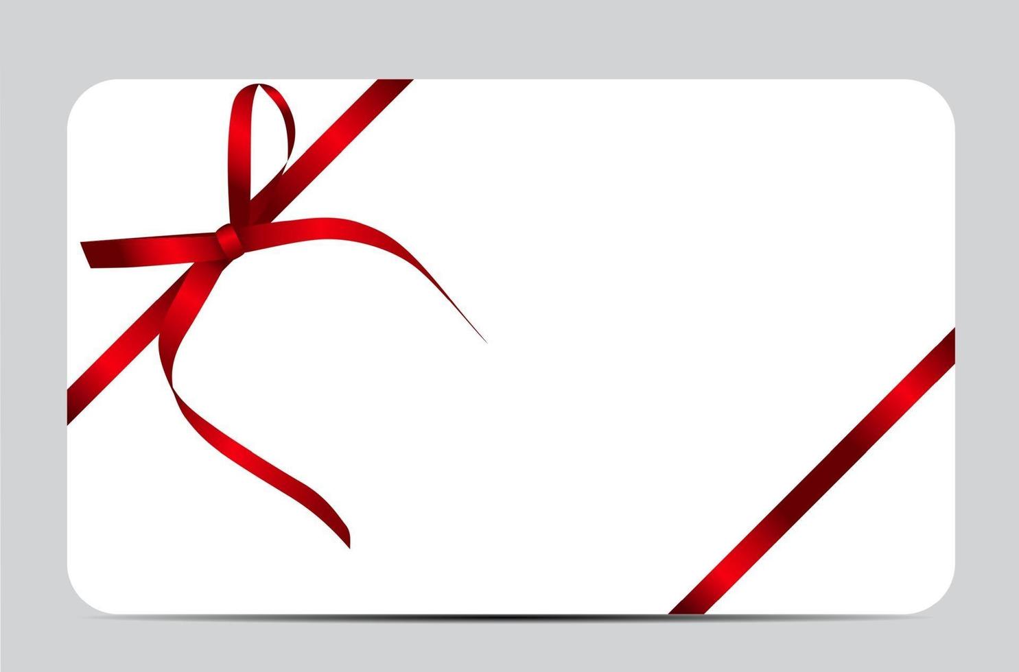 Gift Card with Red Ribbon and Bow. Vector illustration