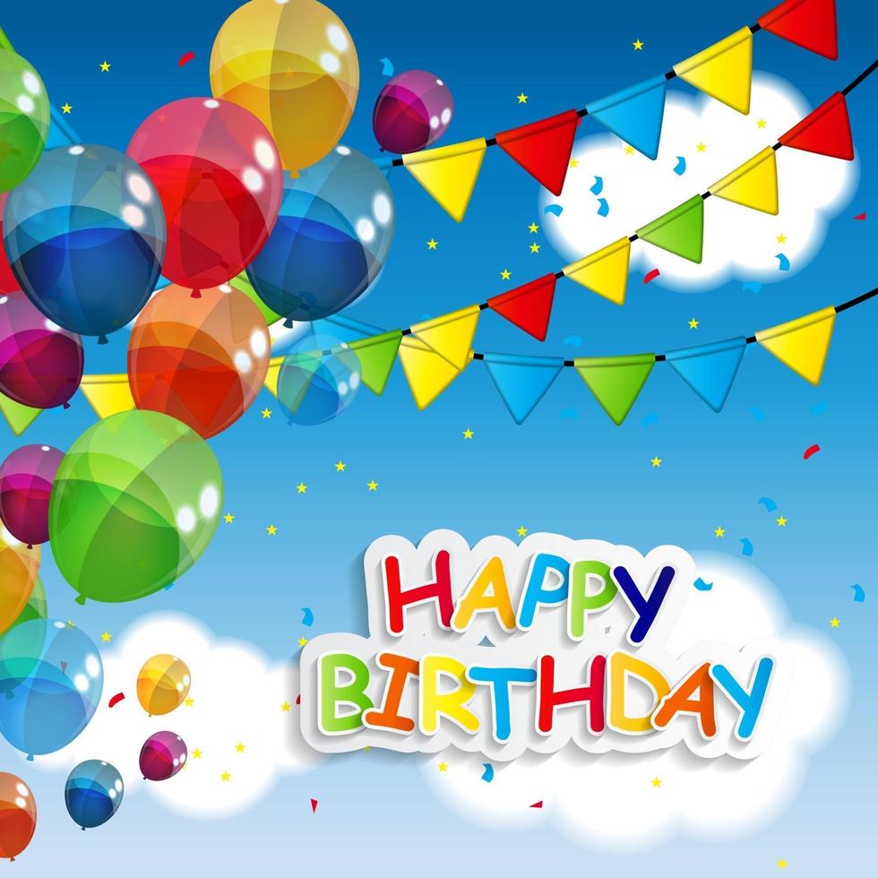 Fondo de feliz cumpleaños de globos de color brillante vector