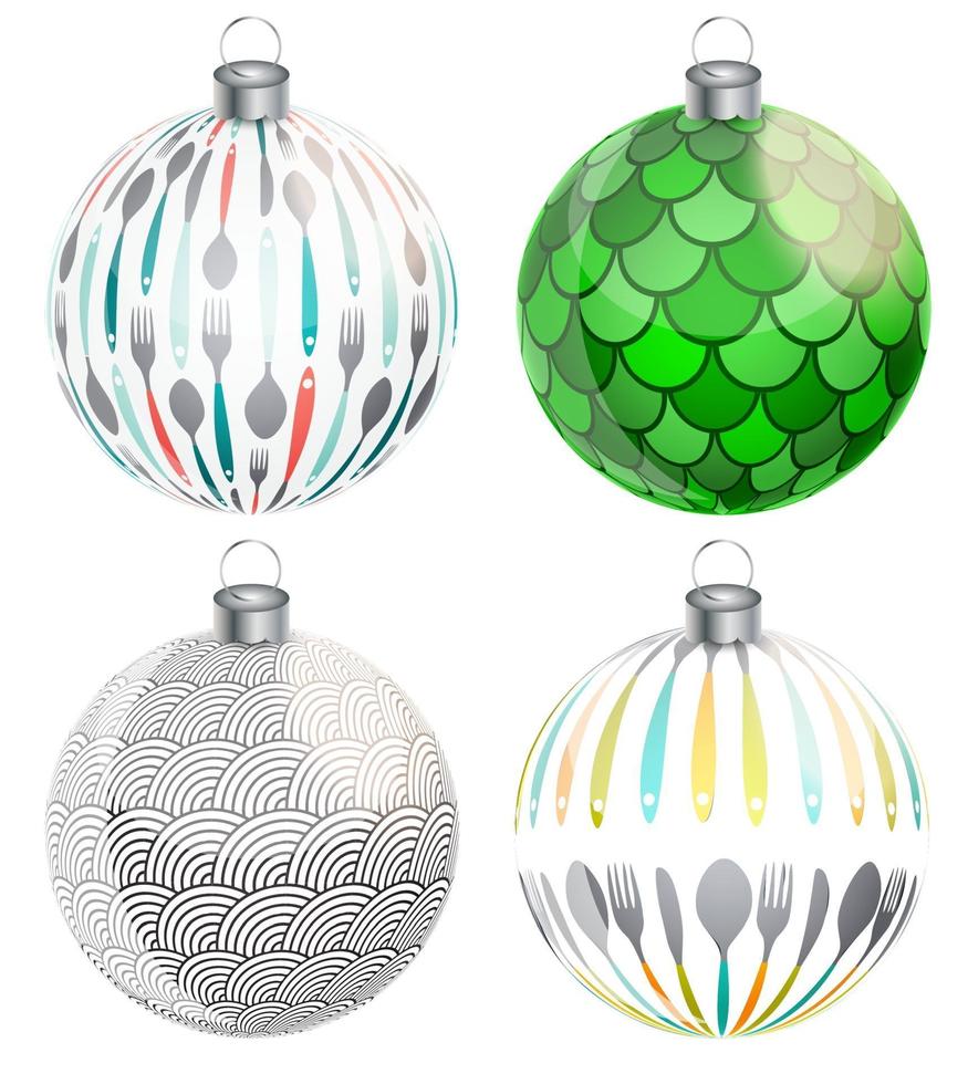 Conjunto de bolas de Navidad y año nuevo ilustración vectorial vector