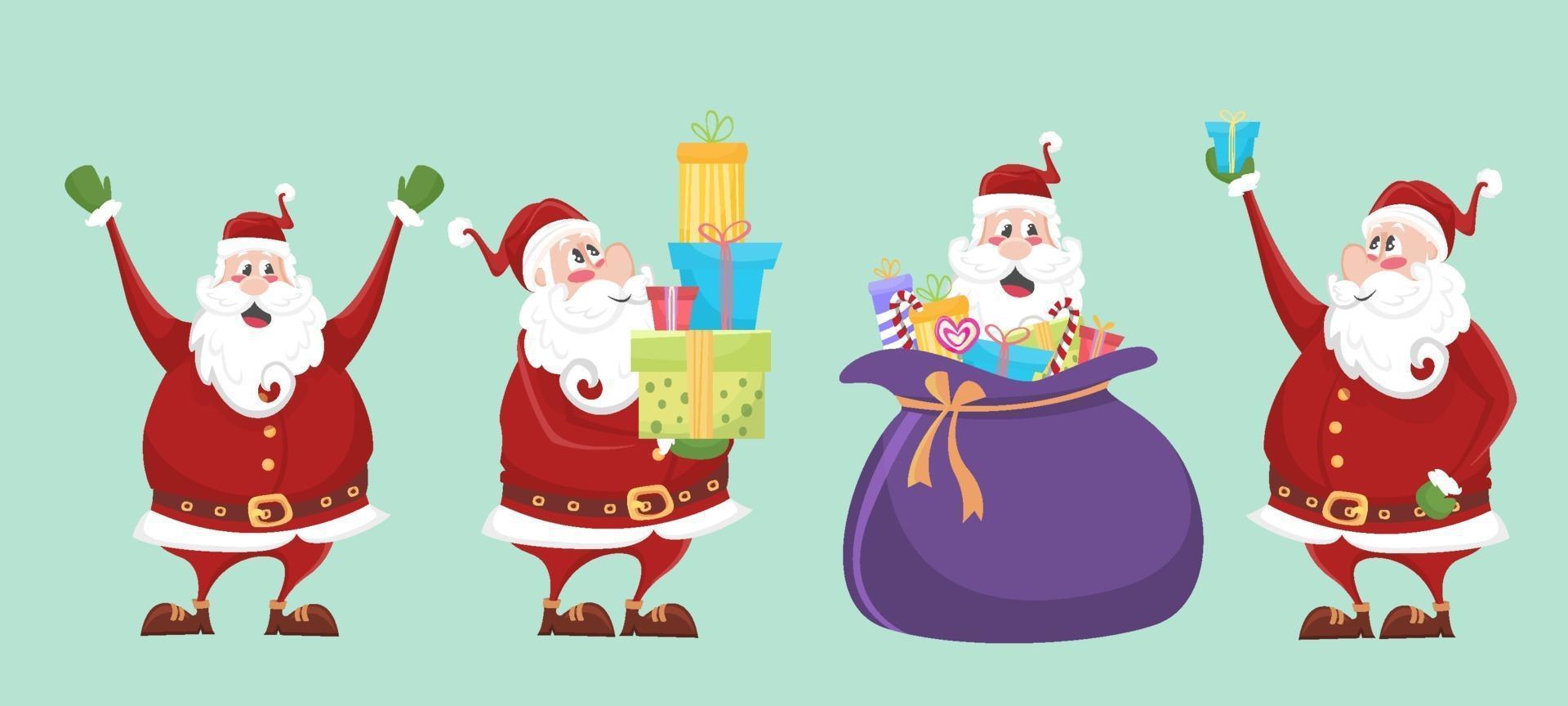 conjunto de caracteres de santa claus vector