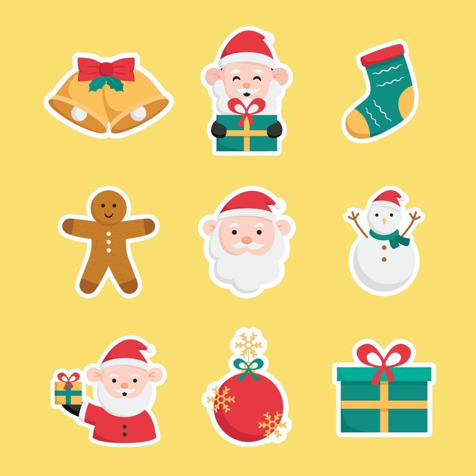 conjunto de pegatinas con elemento de santa claus vector