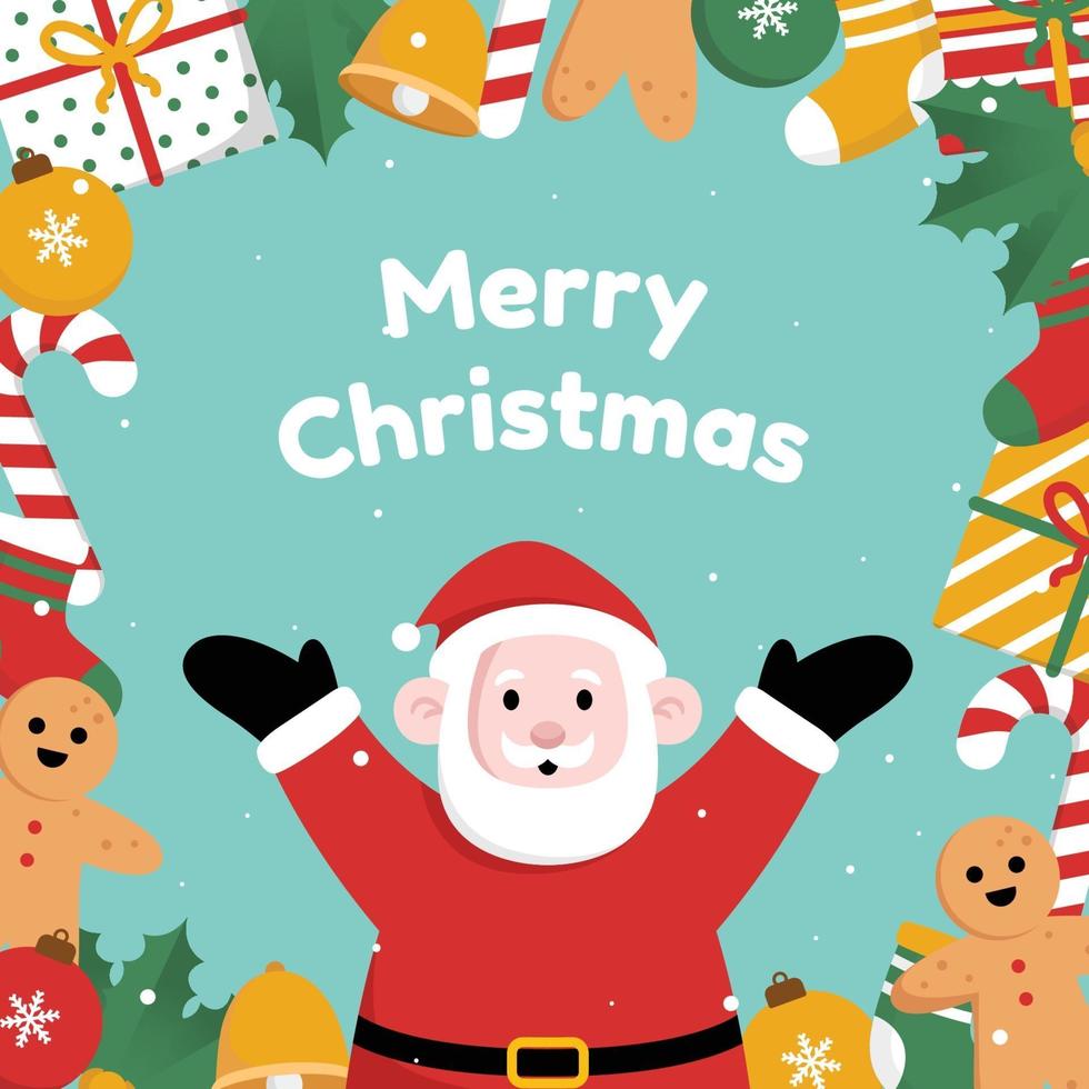 Merry Christmas Greeting Background with Santa Claus Character vector