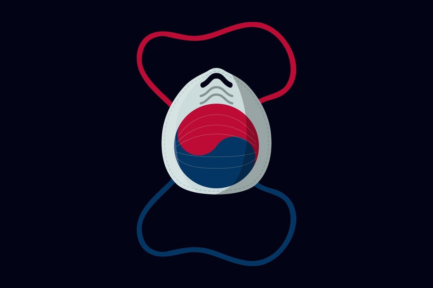 Vector graphic of surgical mask with south korea flag concept. eps10.