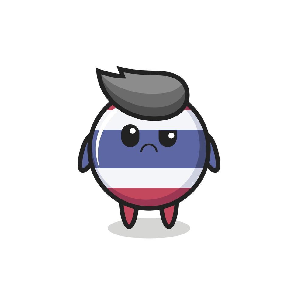 the mascot of the thailand flag badge with sceptical face vector