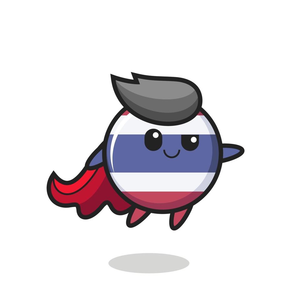 cute thailand flag badge superhero character is flying vector