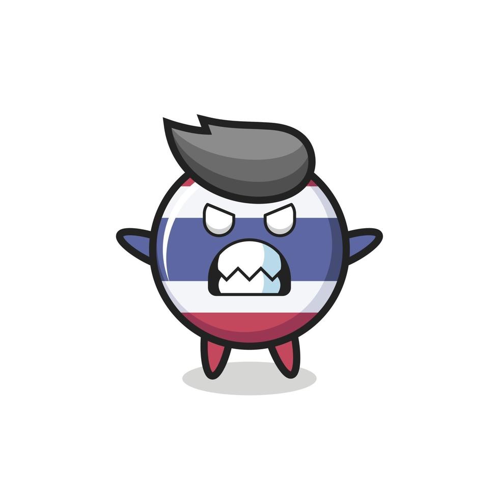 wrathful expression of the thailand flag badge mascot character vector