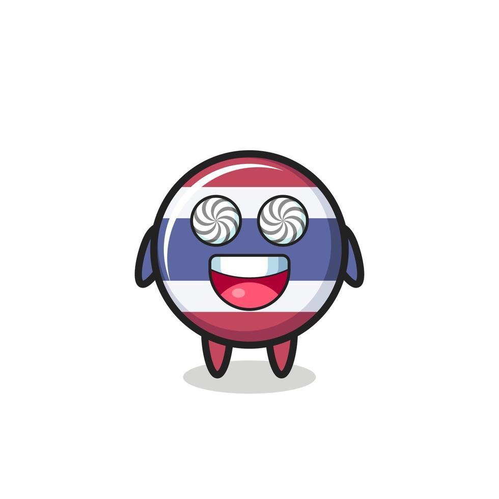 cute thailand flag badge character with hypnotized eyes vector