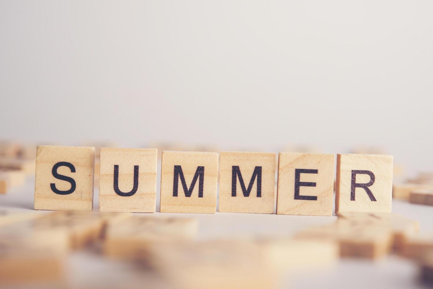 SUMMER wooden tile font  concept photo