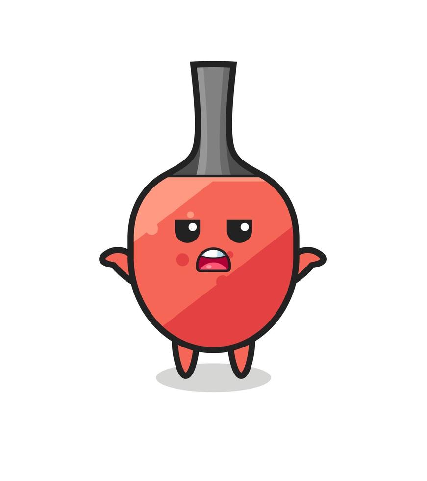 table tennis racket mascot character saying I do not know vector
