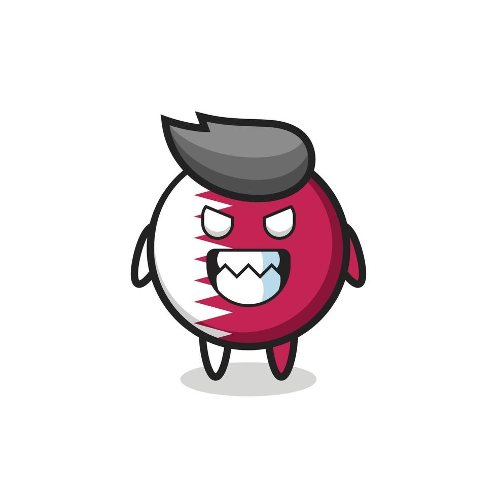 evil expression of the qatar flag badge cute mascot character vector