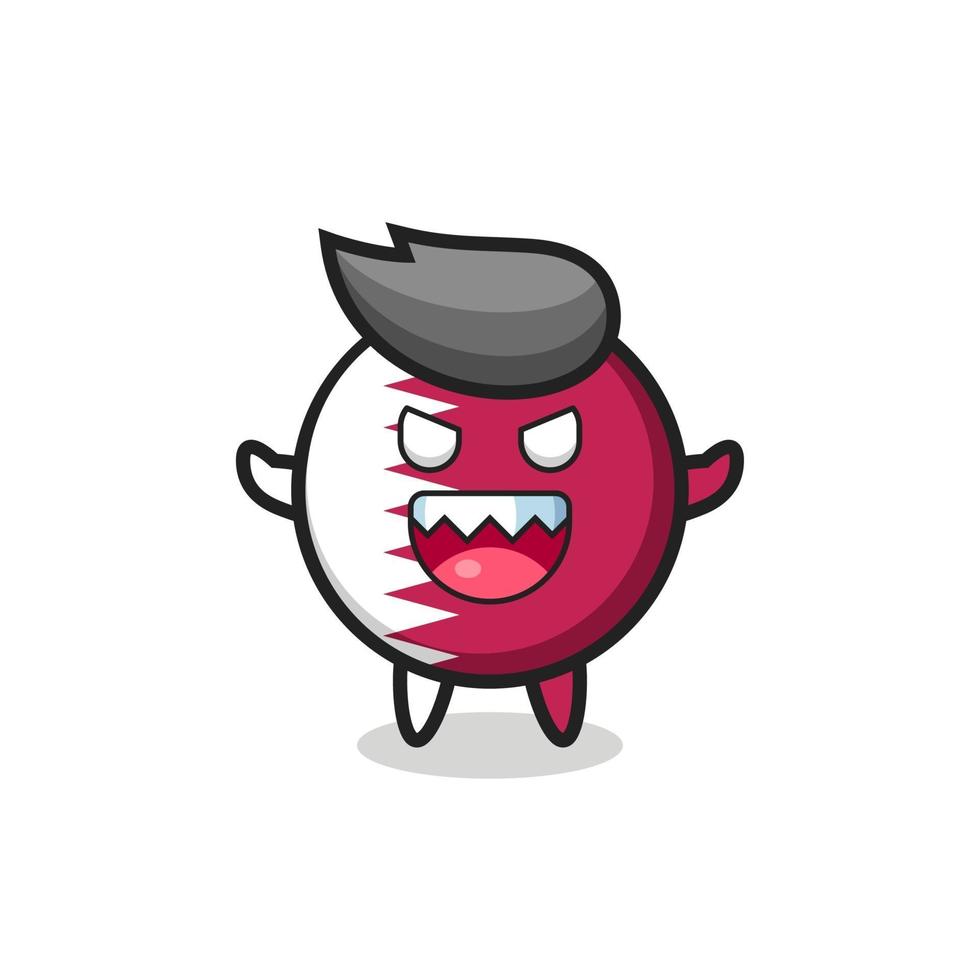 illustration of evil qatar flag badge mascot character vector