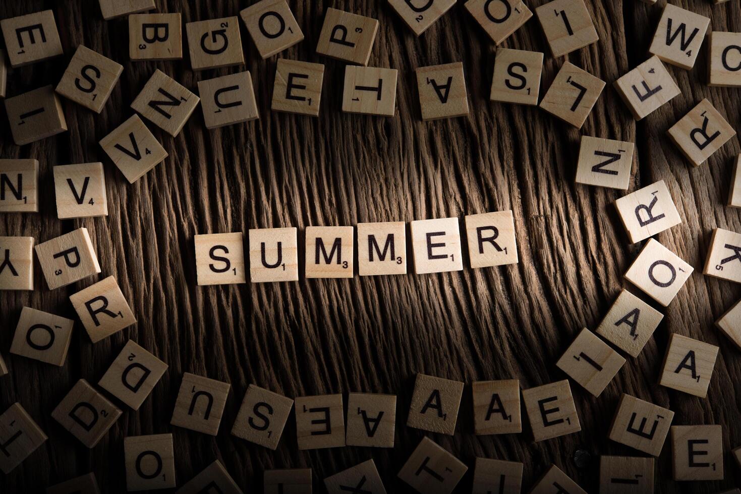 SUMMER wooden tile font  concept photo