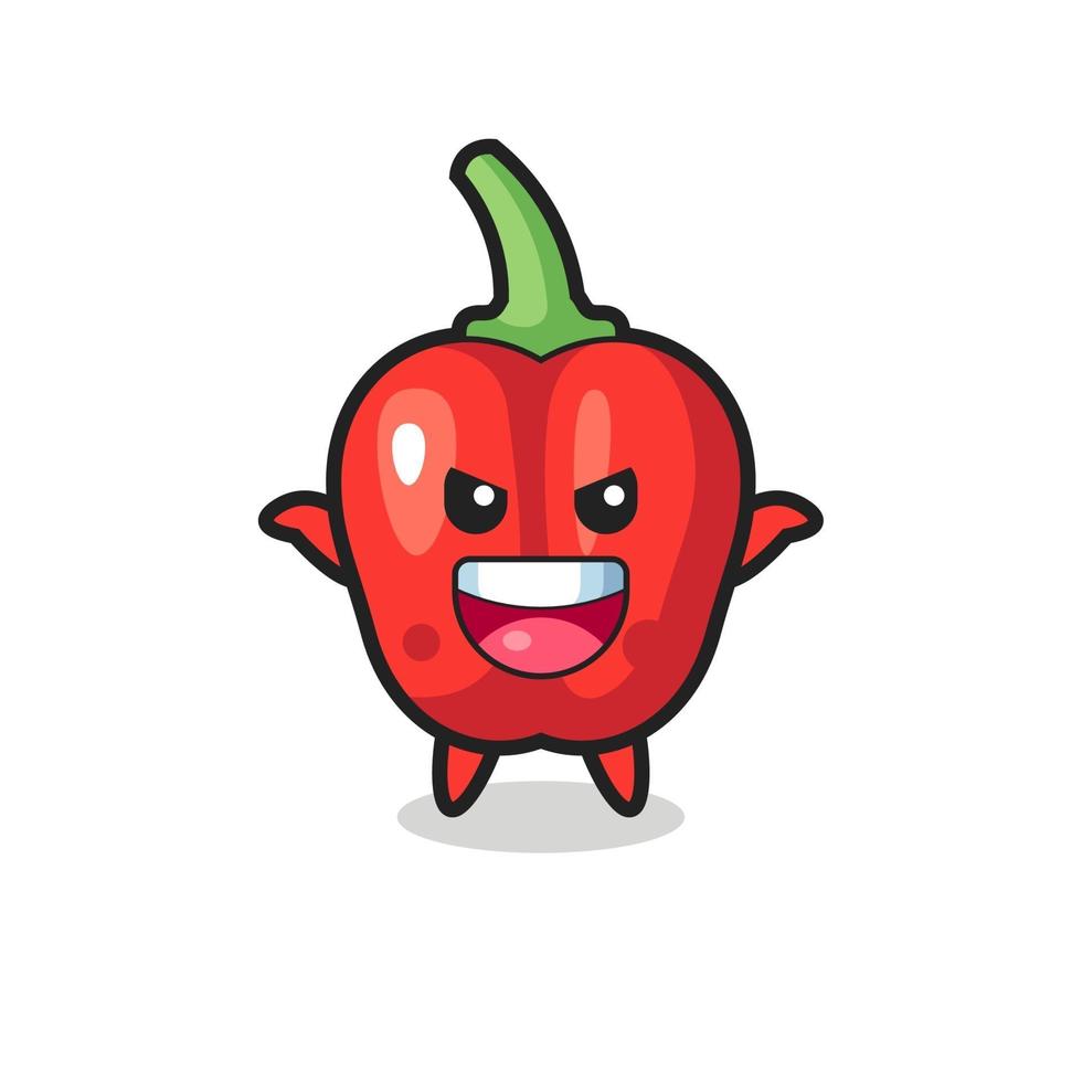 the illustration of cute red bell pepper doing scare gesture vector