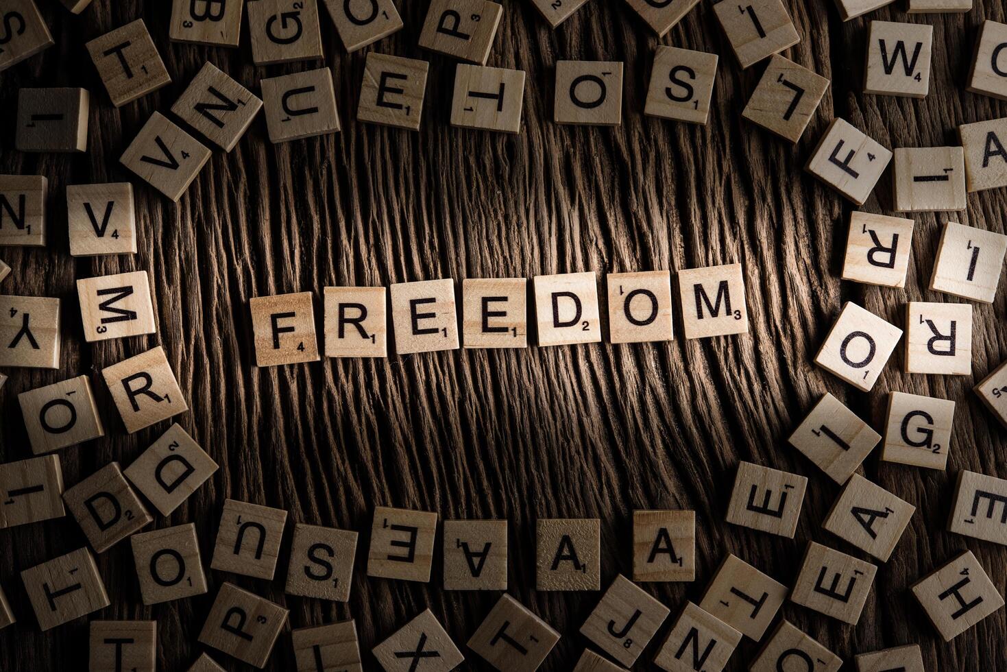 FREEDOM wooden tile font  concept photo