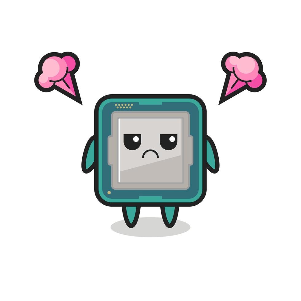 annoyed expression of the cute processor cartoon character vector