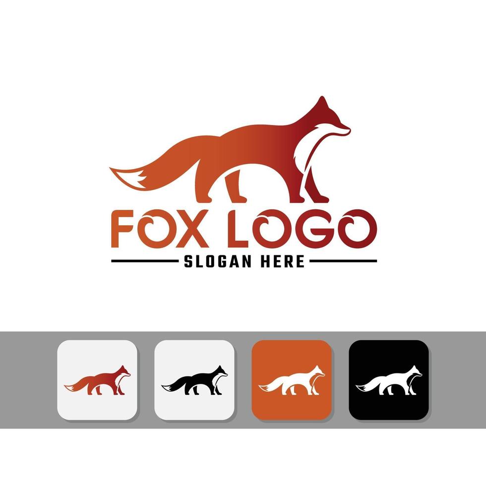 Modern Fox Silhouette in Orange Color Logo Design Template vector