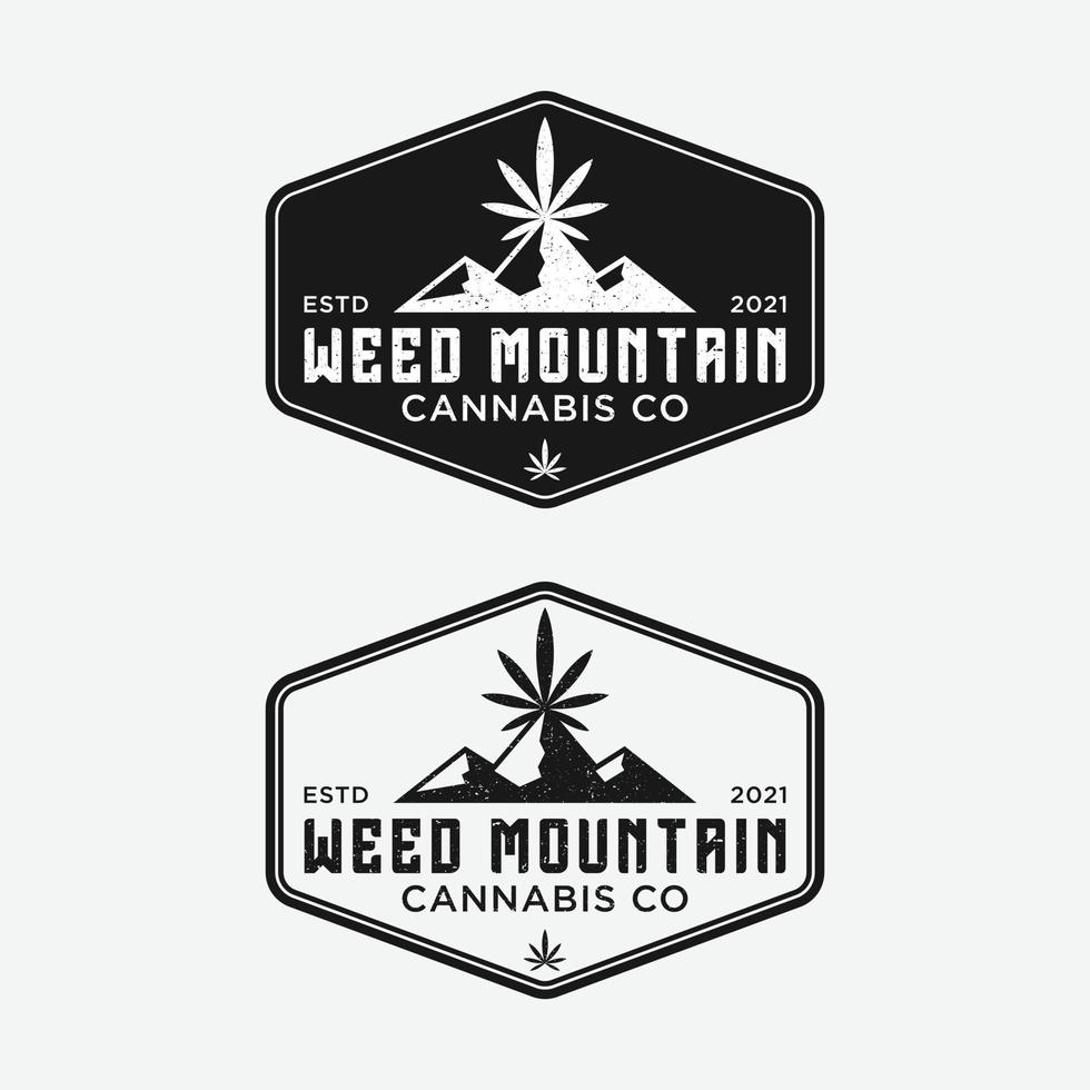 Mountain with Cannabis Leaves Logo Design Template vector