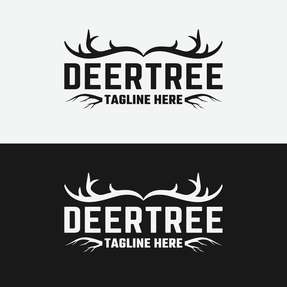 Vintage Deer Antler and Tree Root Badge Emblem Logo Design Template vector