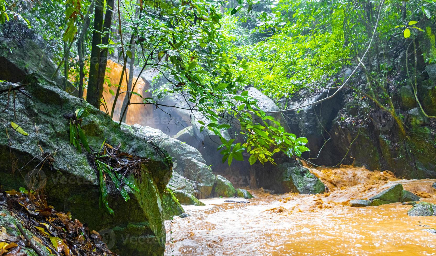 Wang Sao Thong Waterfall in tropical rainforest Koh Samui Thailand. photo