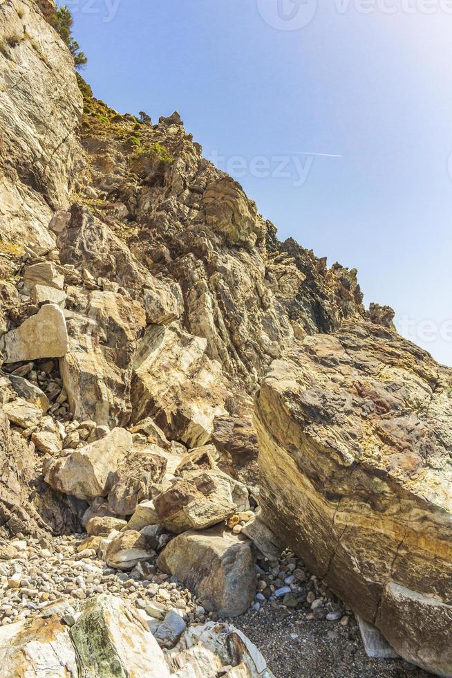 Natural rough landscapes on Kos Island Greece mountains cliffs rocks. photo