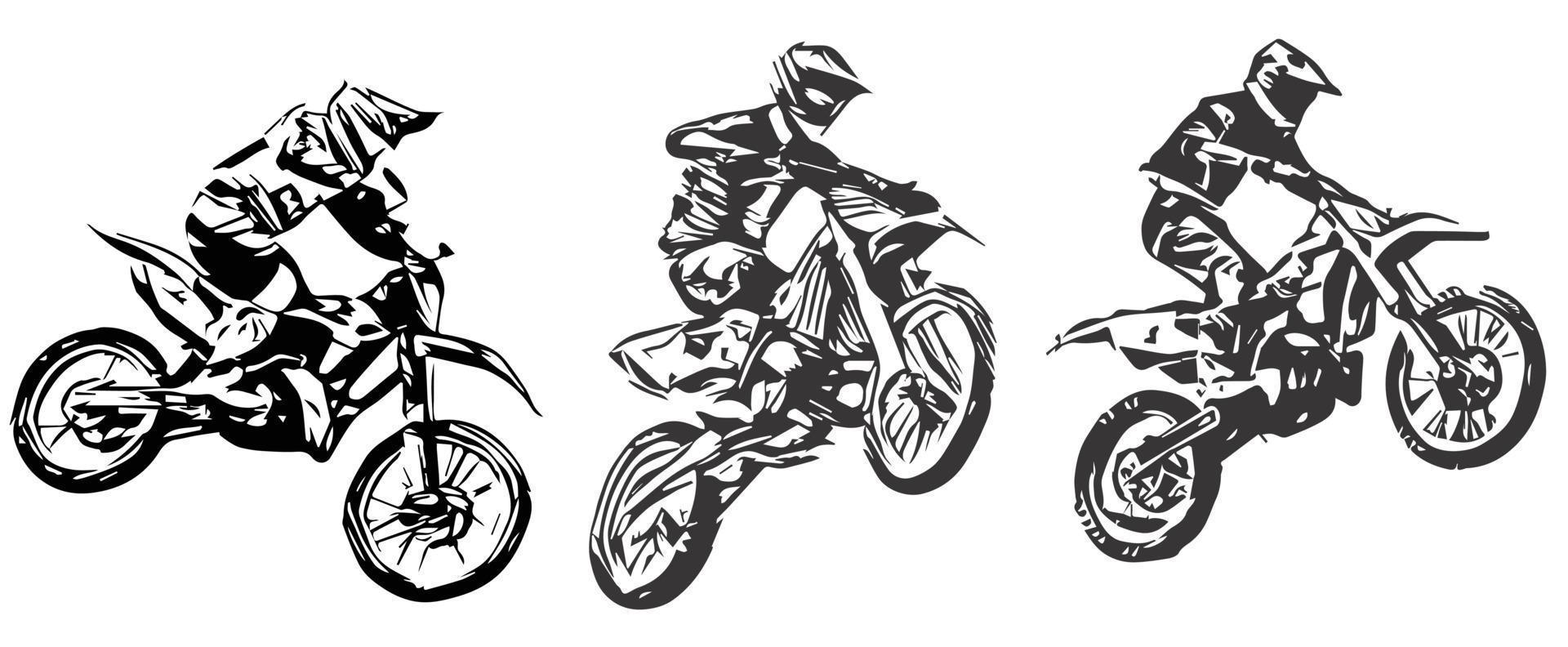 Motocross Jump silhouette Vector isolated on white background.